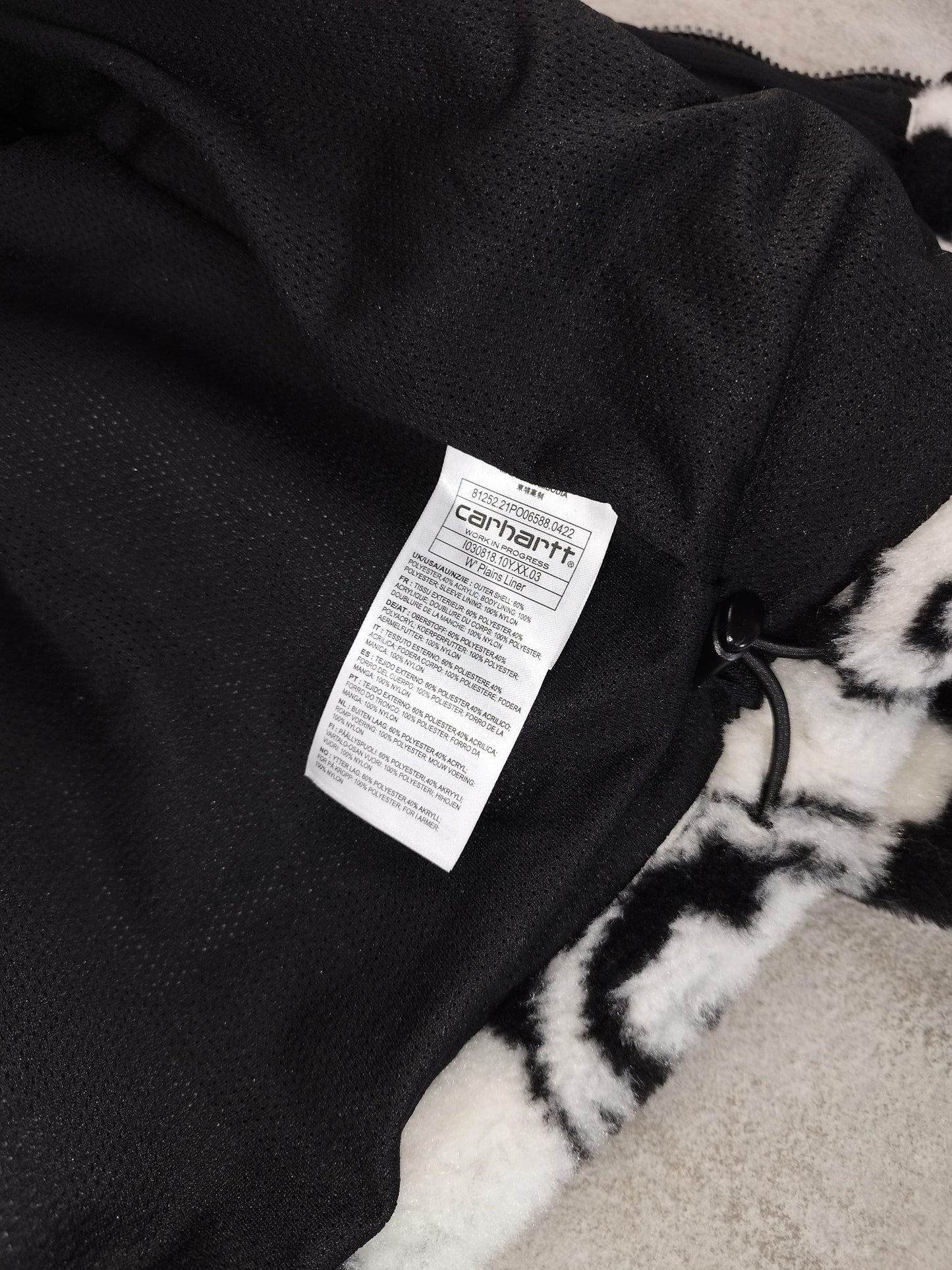 Carhatt - Polaire « W’ Plains Liner » zippée noire et blanche taille M - Le Saptuaire