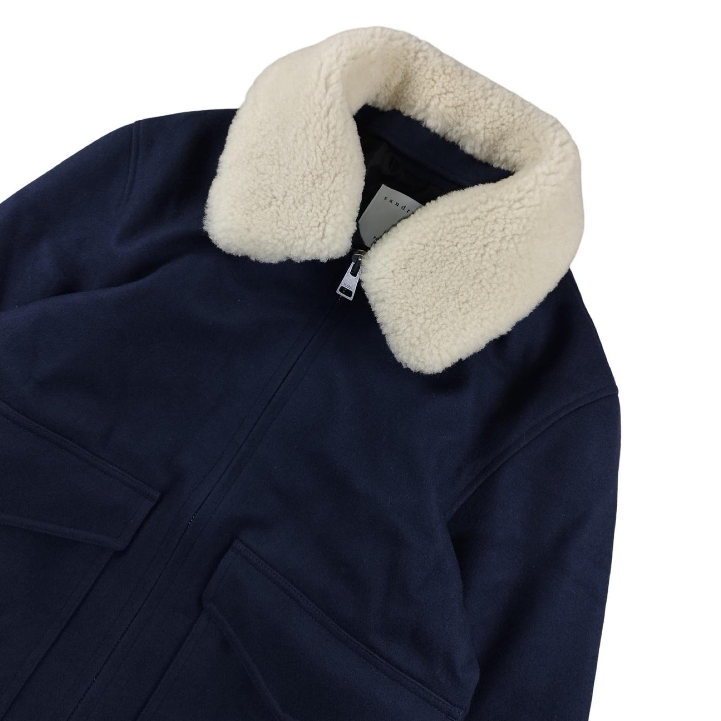 Sandro - Navy blue wool aviator jacket size L