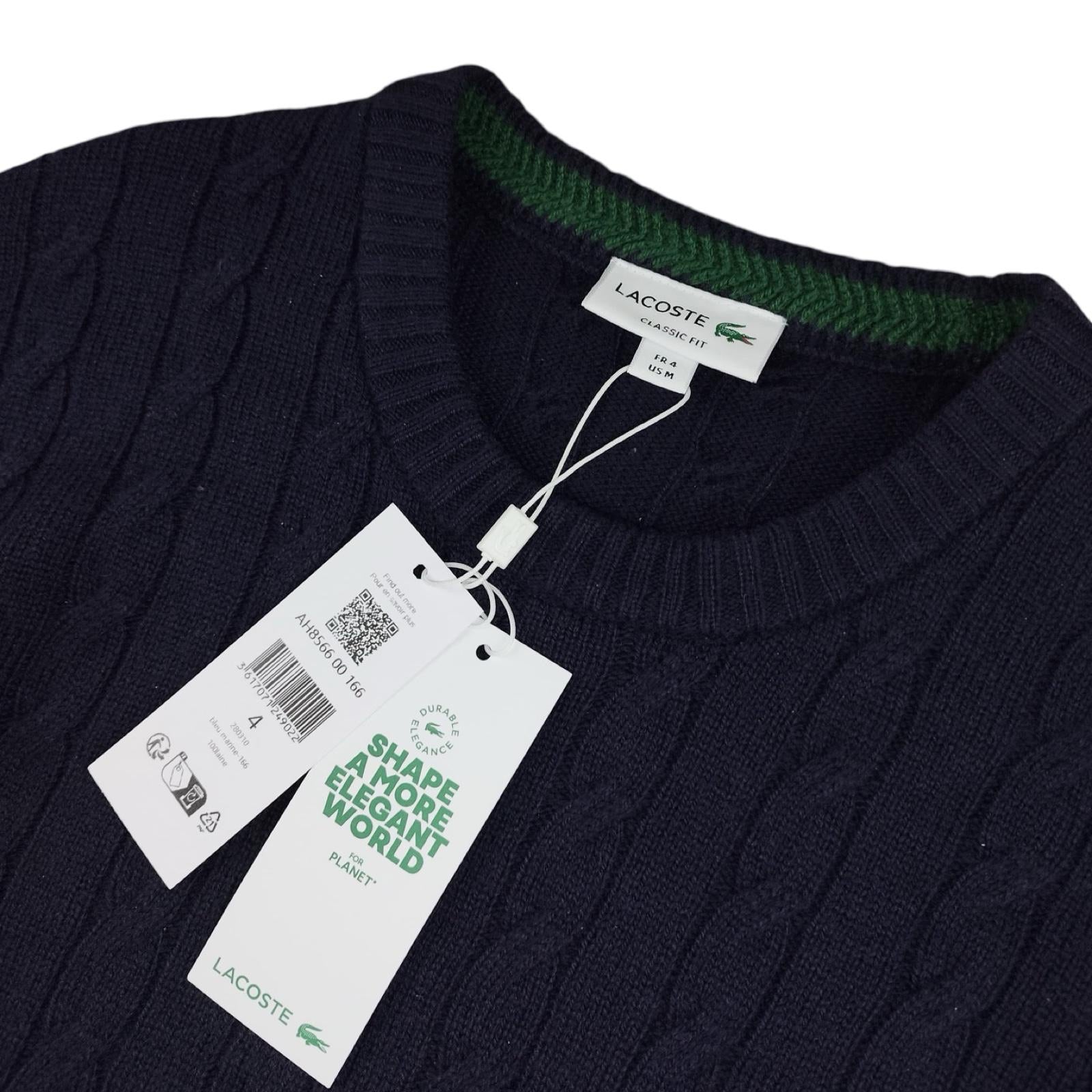 Lacoste - Pull en laine torsadé bleu marine taille M - Le Saptuaire