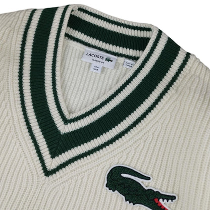 Lacoste - Pull en laine blanc taille M