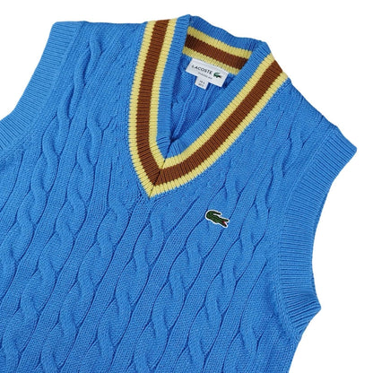 Lacoste - Gilet sans manches torsadée en laine bleu taille S - Le Saptuaire