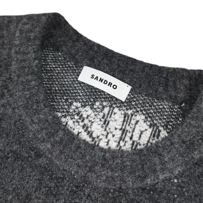 Sandro - Pull court à fleurs gris foncé taille S - Le Saptuaire