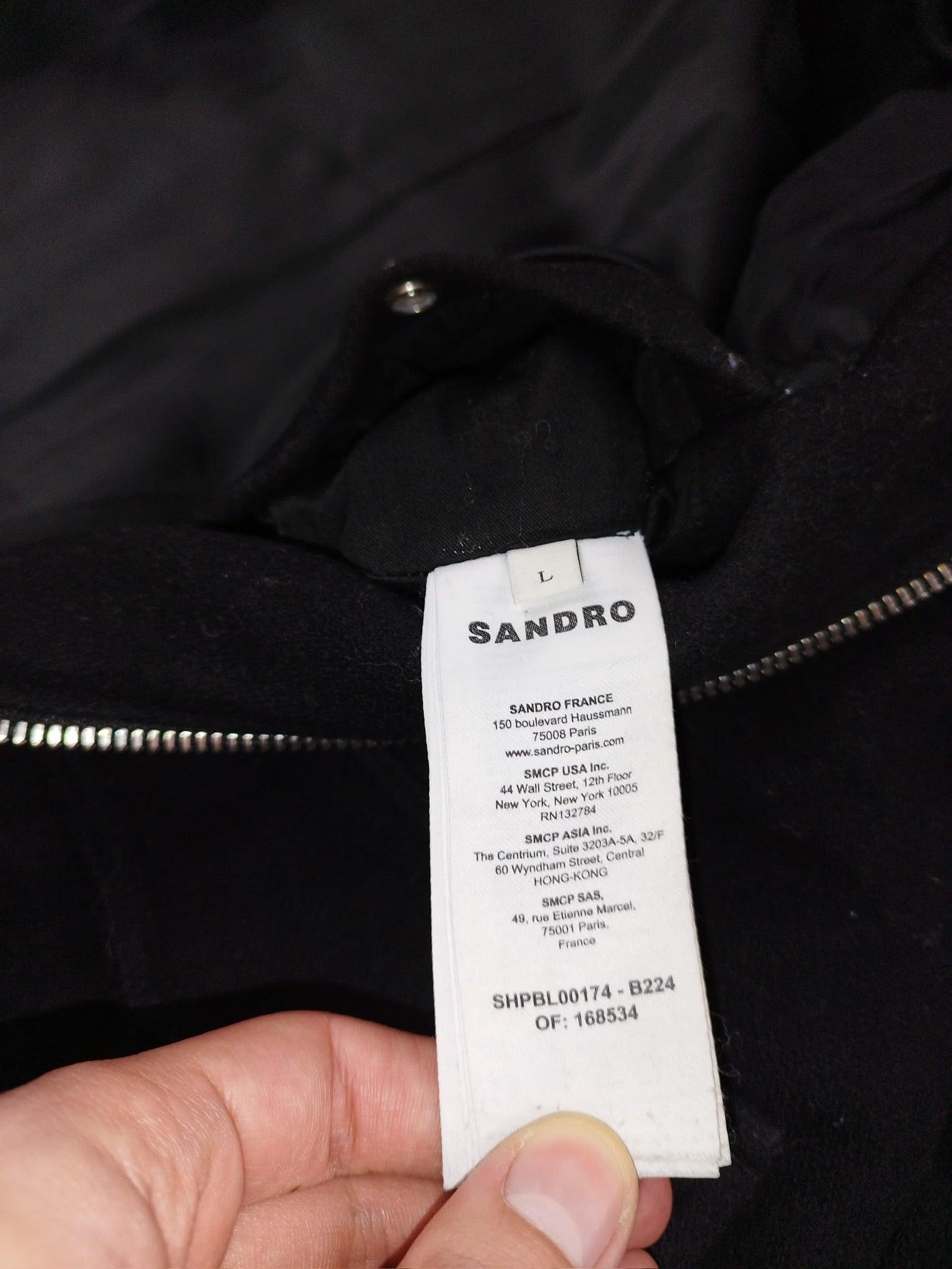 Sandro - Veste aviateur en laine noire taille L - Le Saptuaire