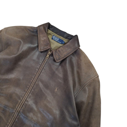 Veste Harrington en cuir marron taille L - Le Saptuaire