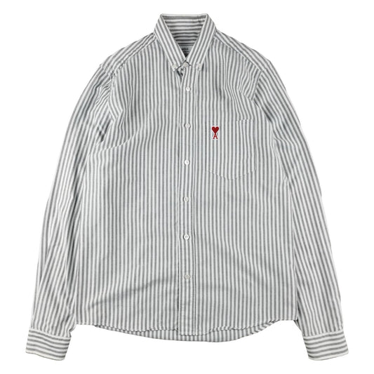 AMI - Striped shirt, gray and white, size M