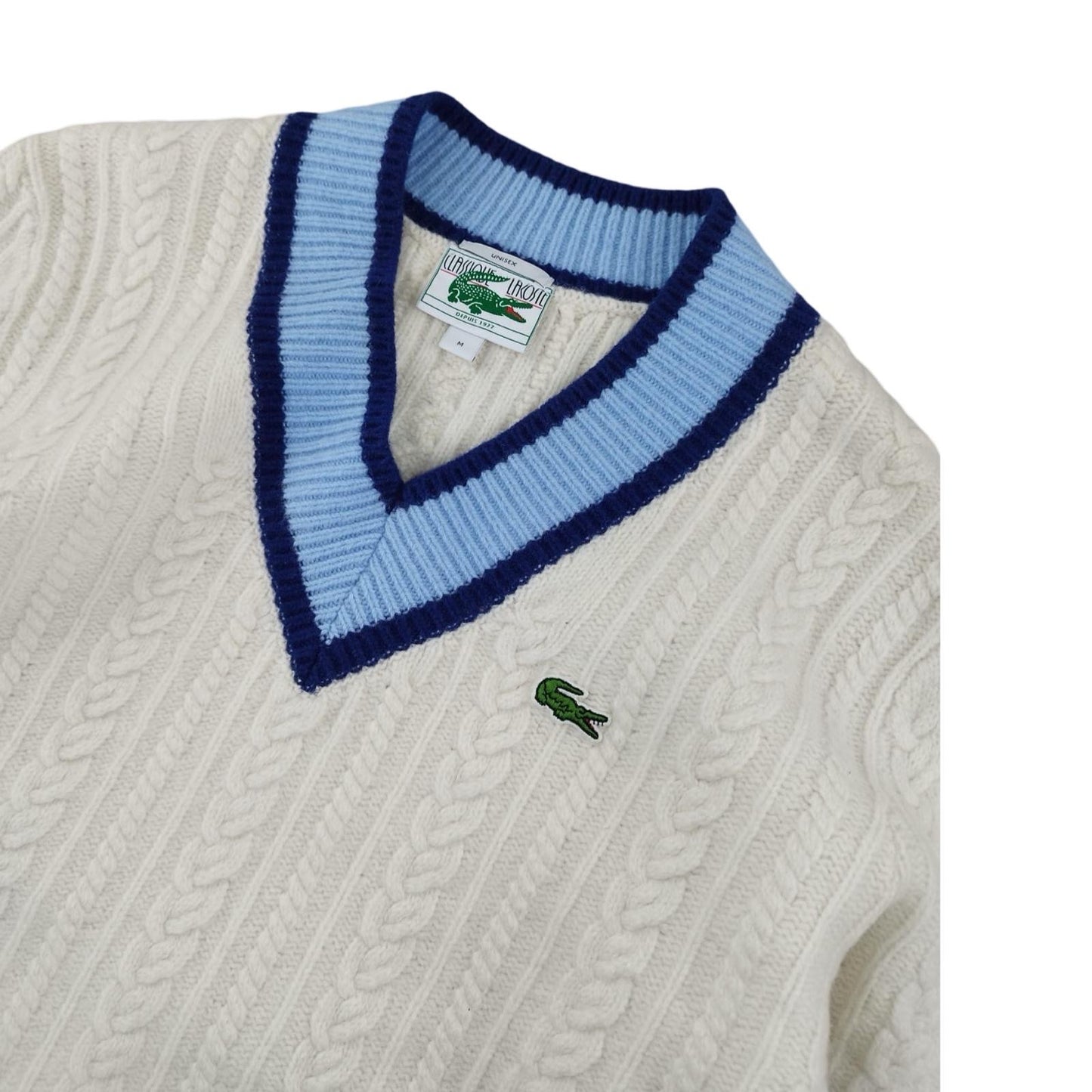 Lacoste - Cardigan torsadé blanc taille S - Le Saptuaire