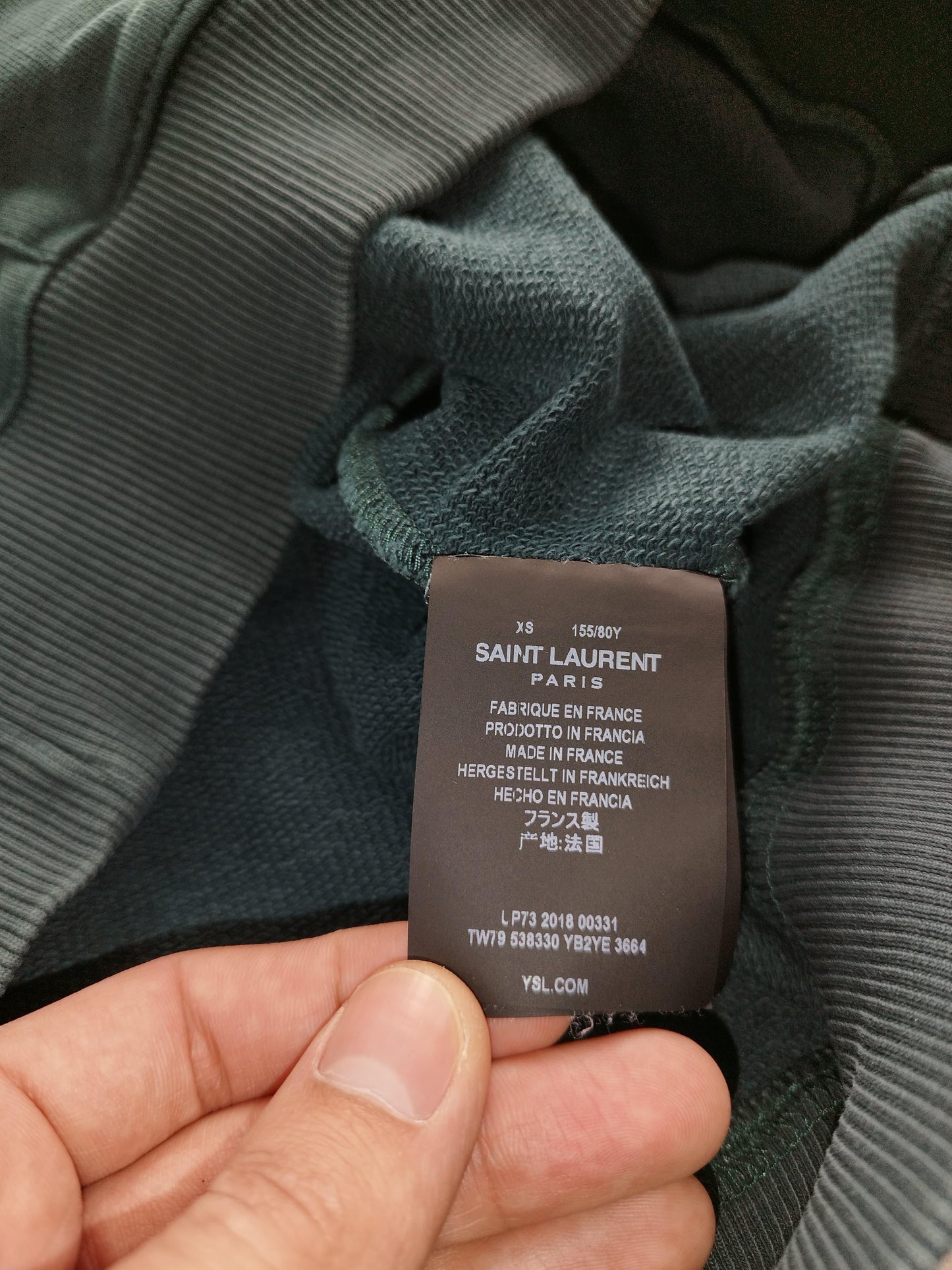 Saint Laurent - Pull à capuche turquoise taille XS