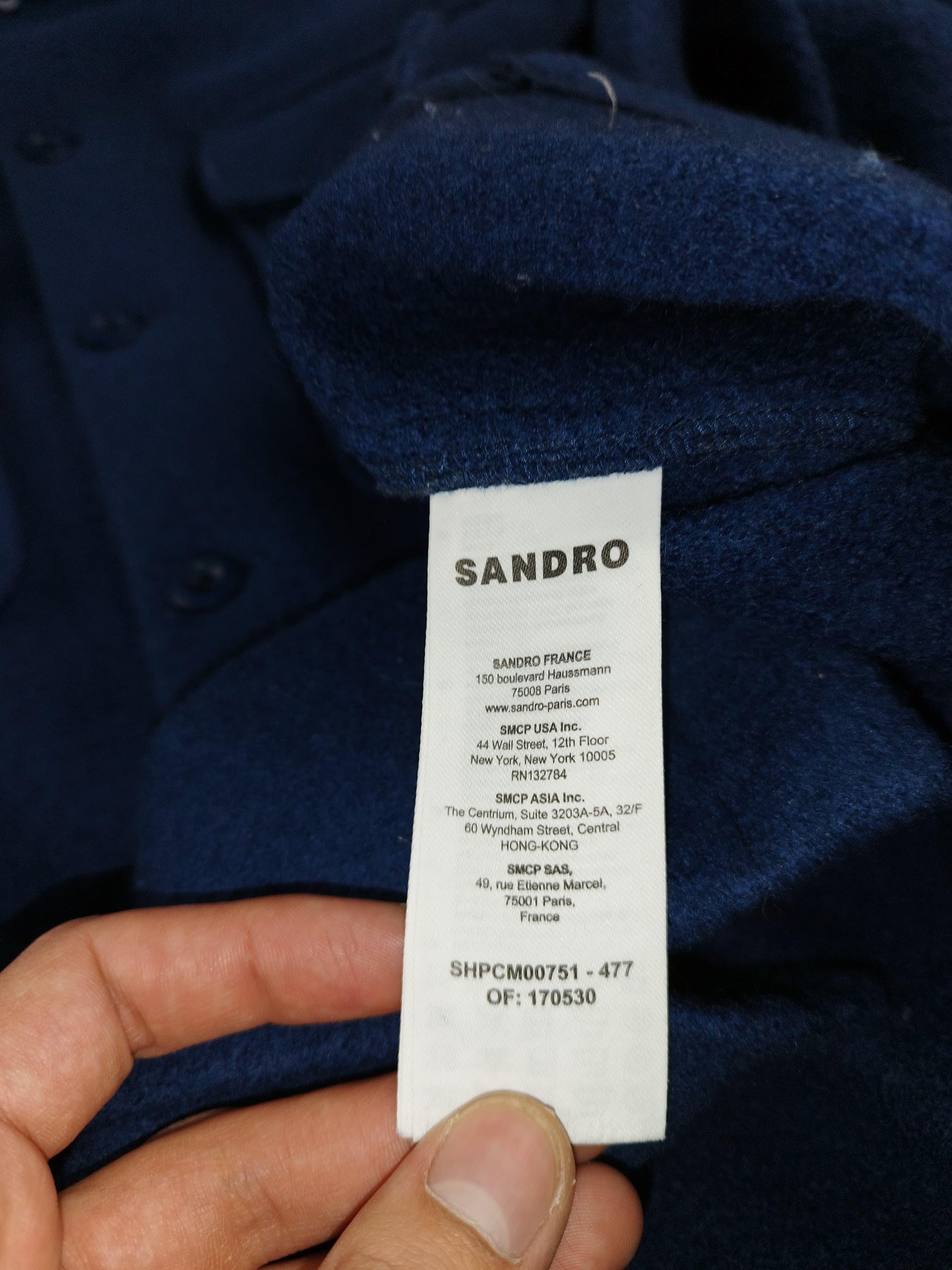 Sandro - Surchemise en laine bleu taille XL - Le Saptuaire