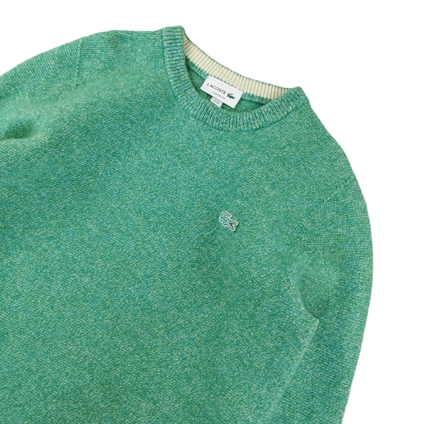 Lacoste - Pull en laine mérinos vert menthe taille S