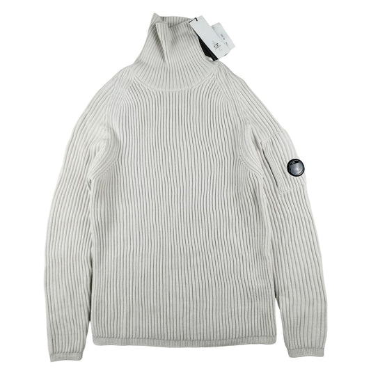 C.P. Company - Pull à col roulé en laine blanc cassé taille XL