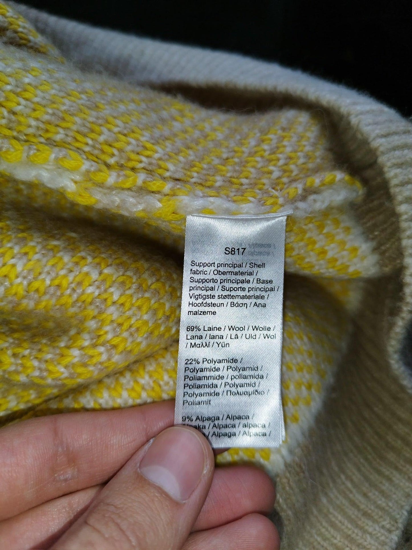 Lacoste - Pull en laine à carreaux jaune taille L - Le Saptuaire