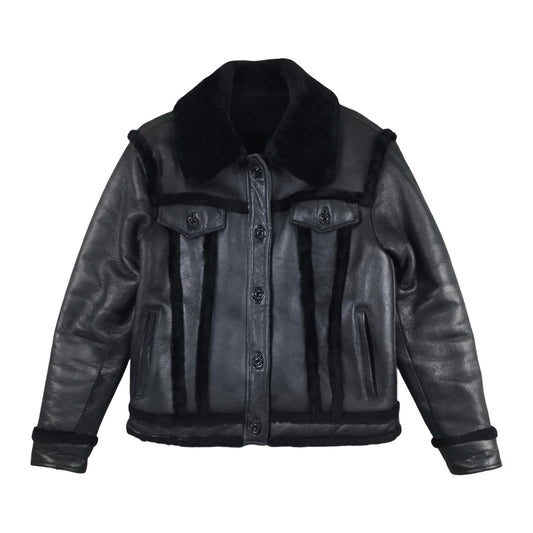 Sandro - Veste en cuir noire taille S