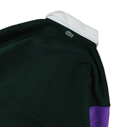 Lacoste - Polo à manches longues vert et violet taille S