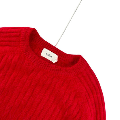 Ba&sh - Pull en angora et polyamide rouge taille S - Le Saptuaire