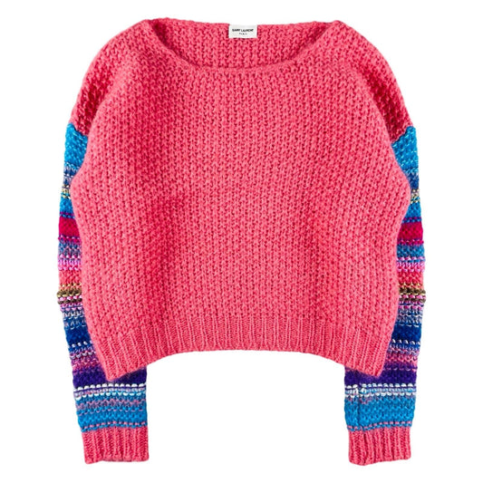 Saint Laurent - Pull en maille rose/corail taille M - Le Saptuaire