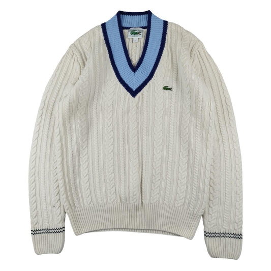 Lacoste - Pull torsadé en laine blanc taille S - Le Saptuaire