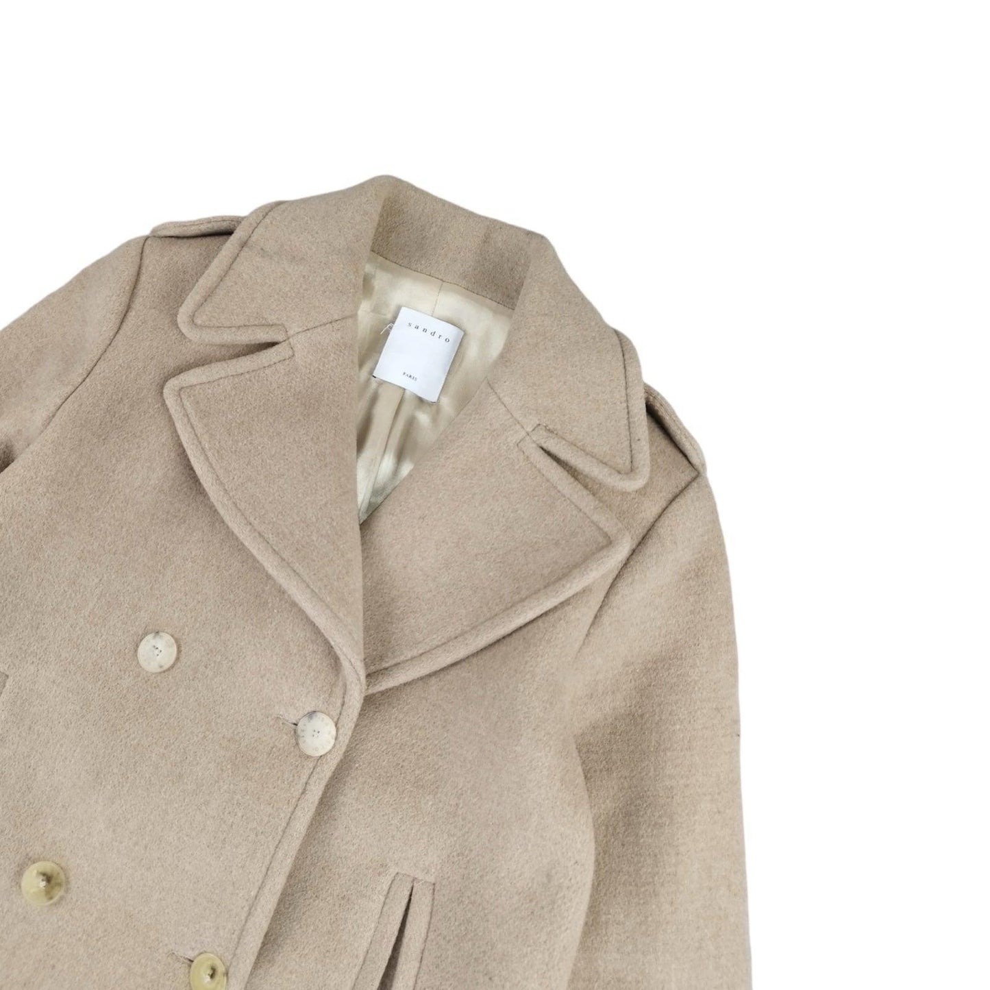 Sandro - Manteau long en laine camel taille M - Le Saptuaire