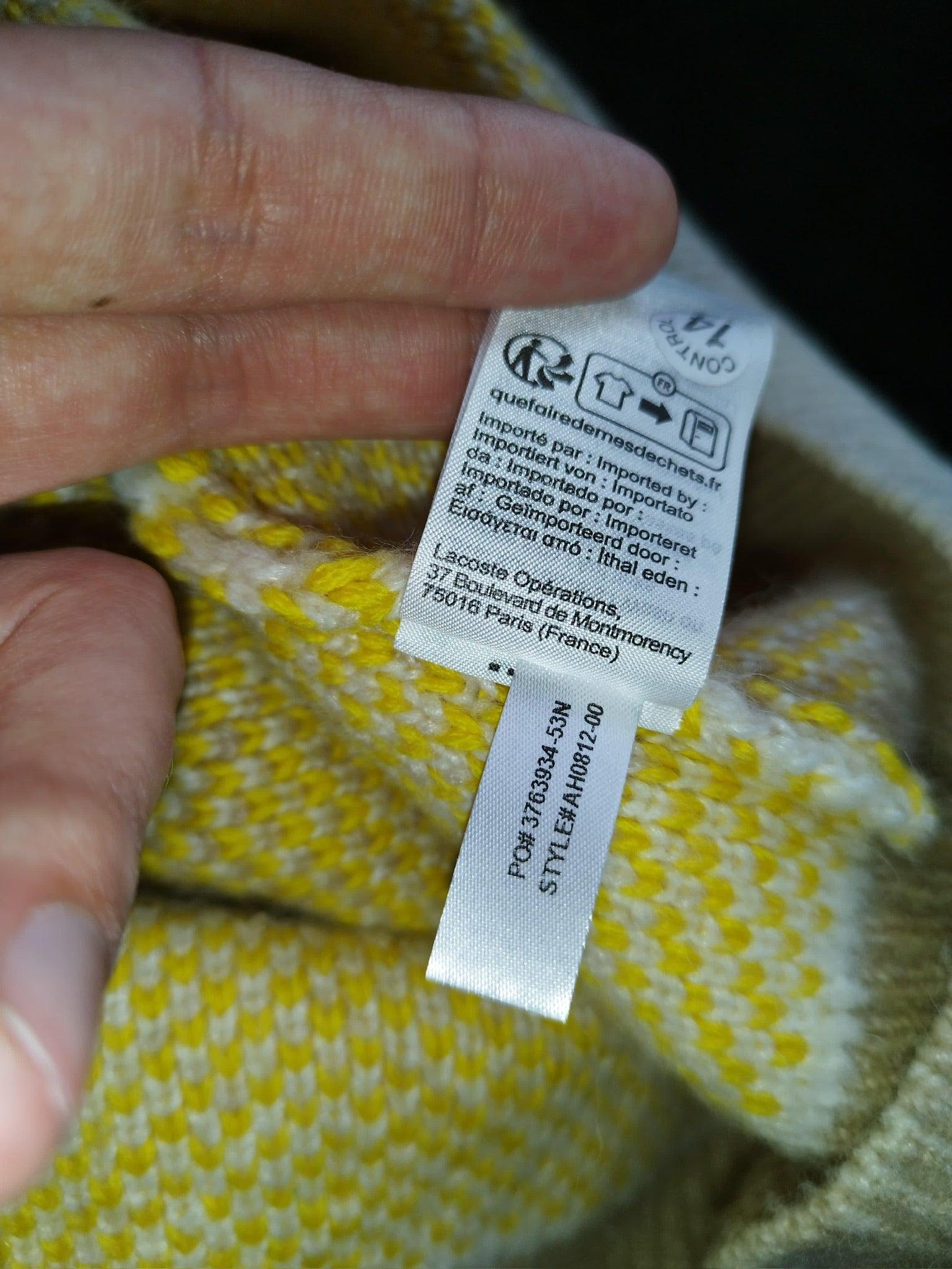 Lacoste - Pull en laine à carreaux jaune taille L - Le Saptuaire