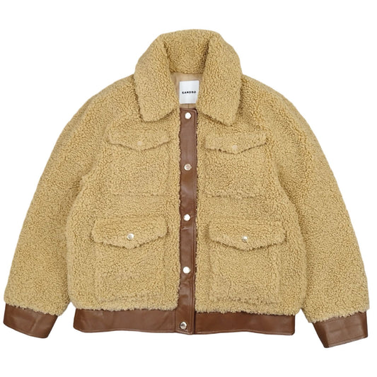 Sandro - Veste en cuir et fausse fourrure camel taille S - Le Saptuaire