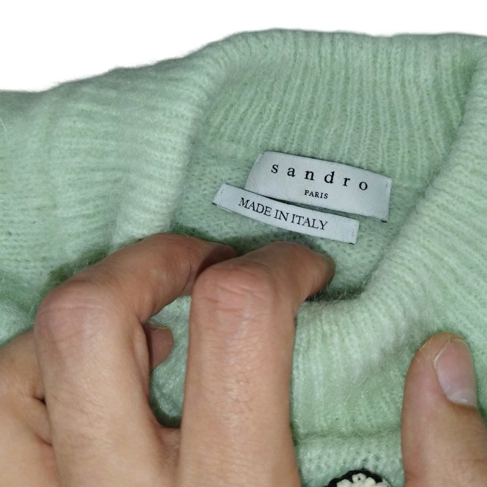 Sandro X Smiley - Pull en mohair vert pomme taille XS - Le Saptuaire