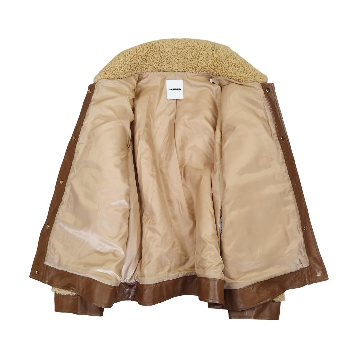 Sandro - Veste en cuir et fausse fourrure Sandro camel taille XL - Le Saptuaire