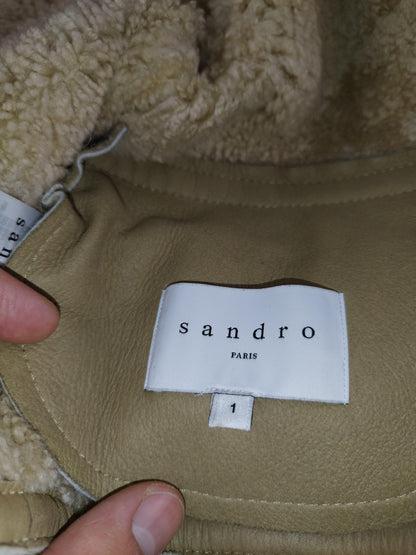 Sandro - Bombardier en peau lainée de mouton camel taille XS - Le Saptuaire