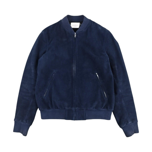 Sandro - Veste teddy en nubuck bleu marine taille L - Le Saptuaire