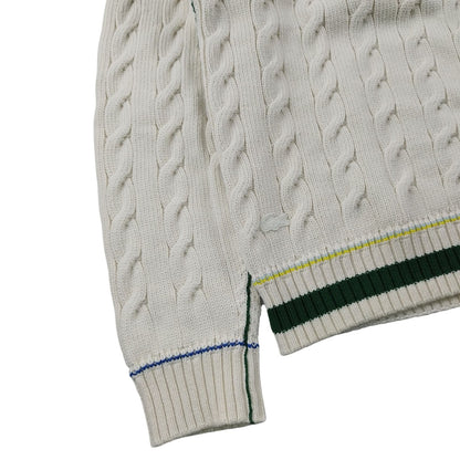 Lacoste - Pull à col V torsadé blanc taille M