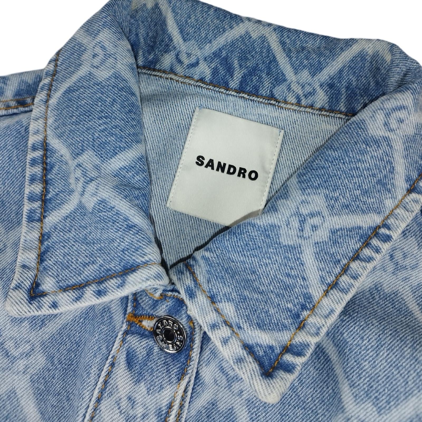 Sandro - Veste en jean bleu délavé taille L - Le Saptuaire