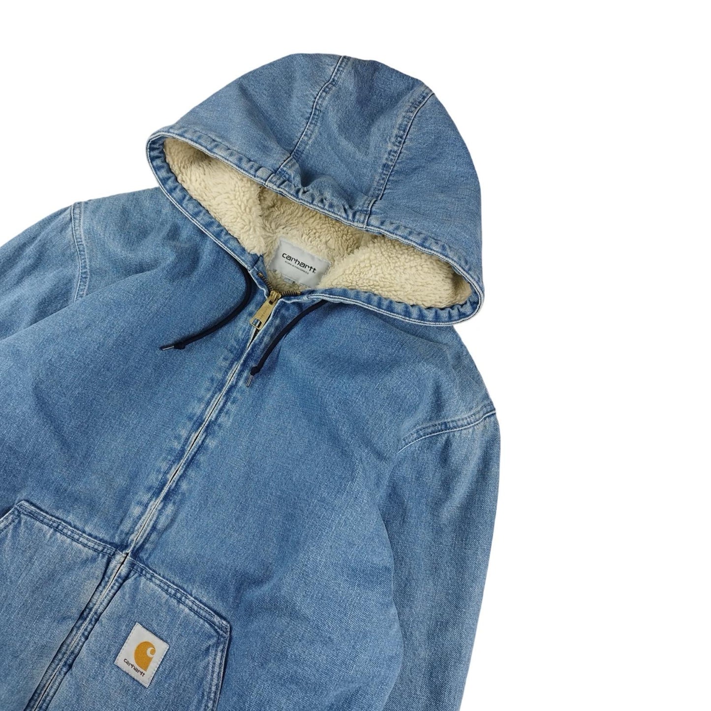 Carhartt Active Pile Jacket - Washed Blue Denim Jacket Size L