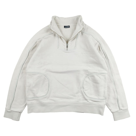 Jacquemus - Sweat 1/4 zip blanc cassé taille XL