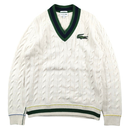 Lacoste - Pull à col V torsadé blanc taille M