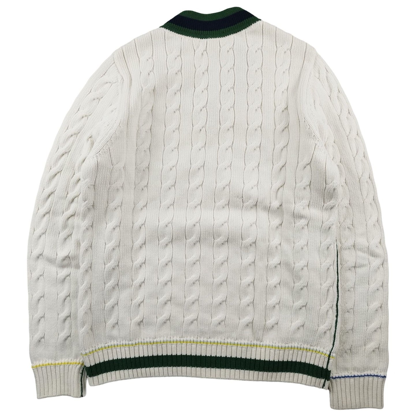 Lacoste - Pull à col V torsadé blanc taille M