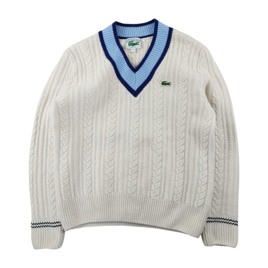 Lacoste - Cardigan torsadé blanc taille S - Le Saptuaire