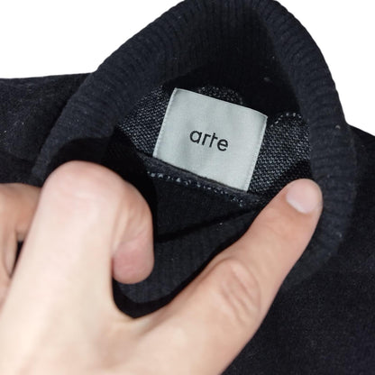 Arte - Pull à col roulé en laine mérinos noir taille S