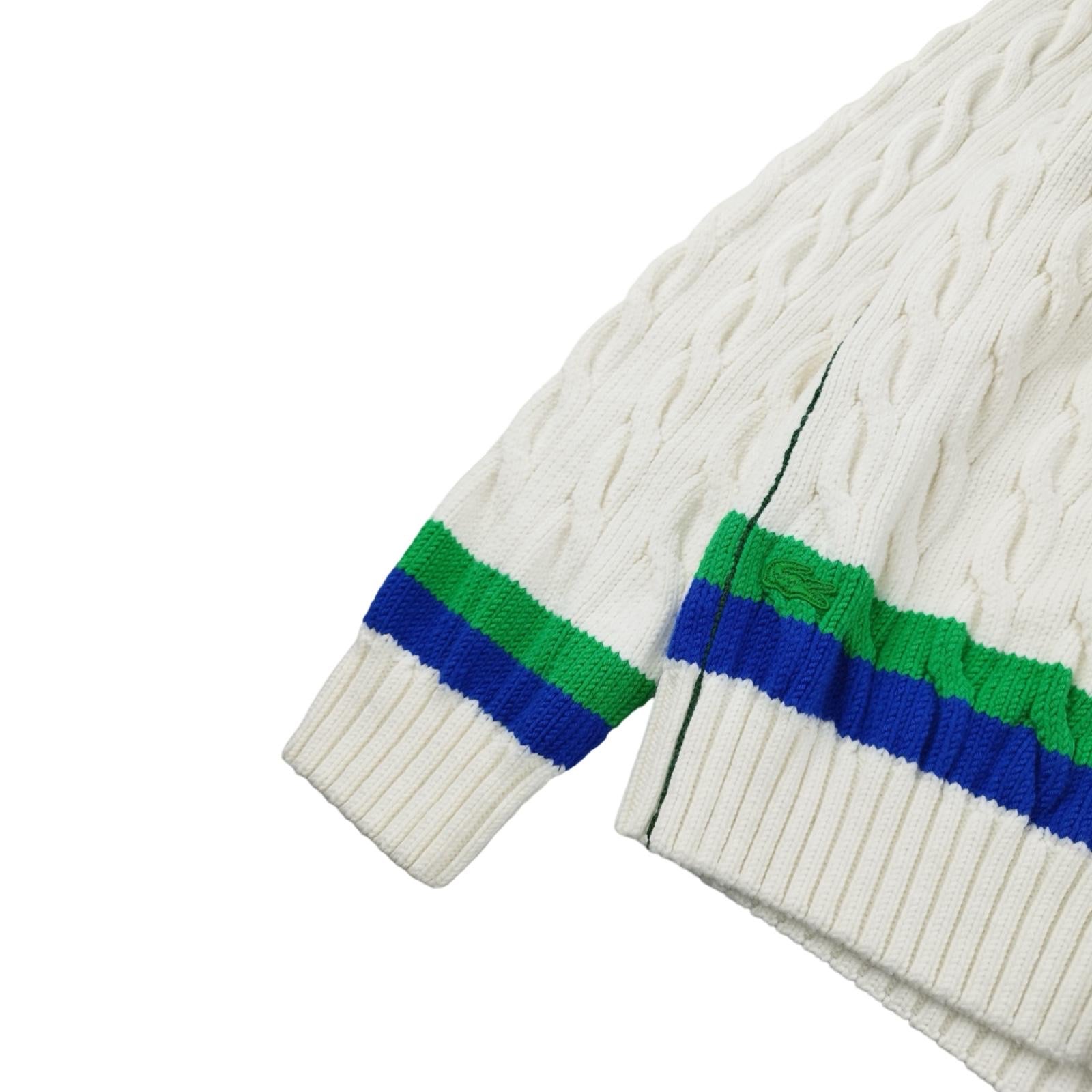 Lacoste - Cardigan torsadé en laine blanc taille L - Le Saptuaire