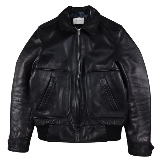 Sandro - Veste en cuir de vachette noire taille S - Le Saptuaire