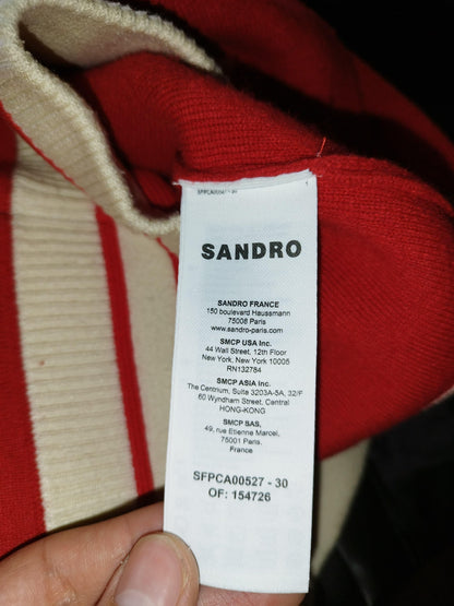 Sandro - Cardigan boutonné en laine rouge taille S