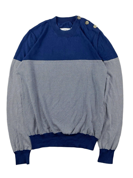 Maison Margiela - Pull marinière 100% coton marine taille L - Le Saptuaire