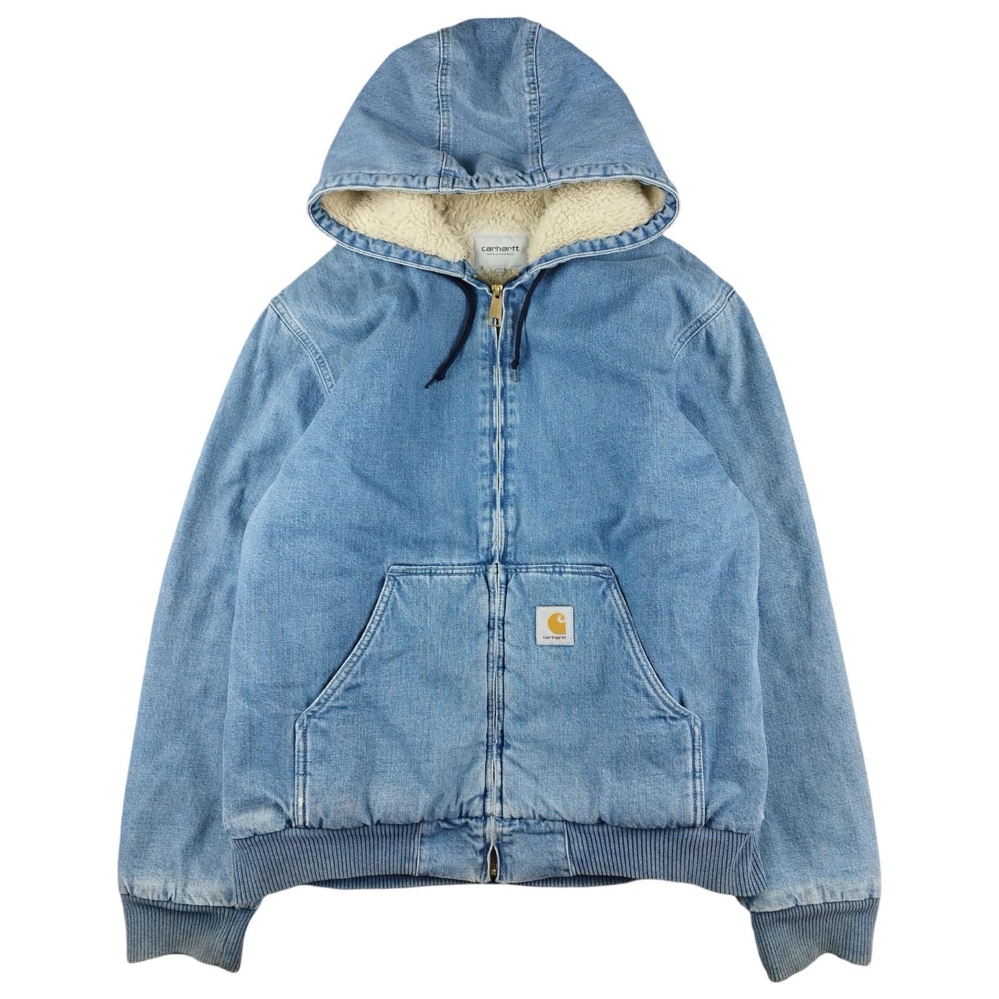 Carhartt Active Pile Jacket - Washed Blue Denim Jacket Size L