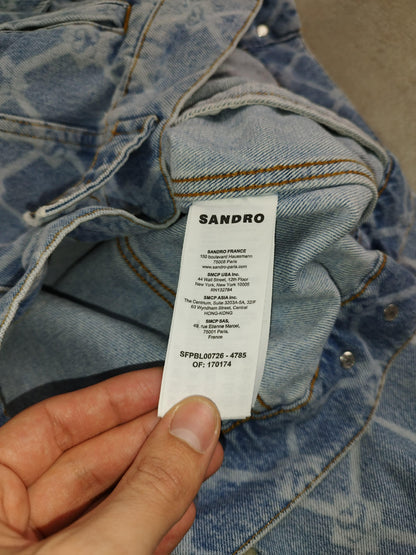 Sandro - Veste en jean bleu délavé taille L - Le Saptuaire