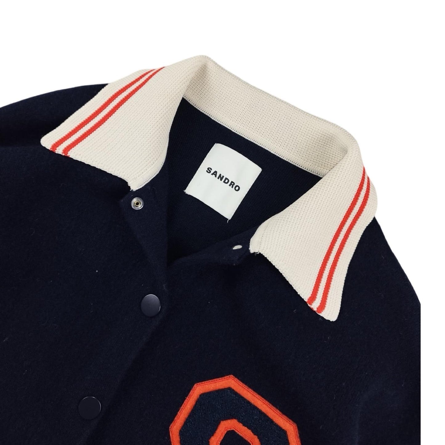 Sandro - Veste boutonné bleu marine et orange taille L - Le Saptuaire