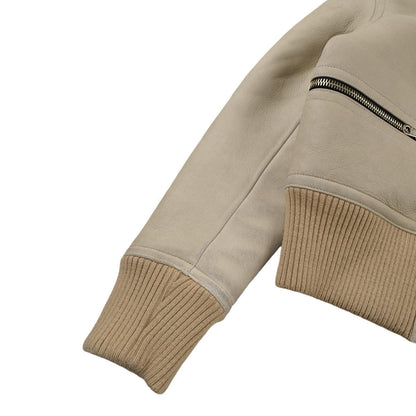 Sandro - Veste aviateur en cuir beige taille XS - Le Saptuaire