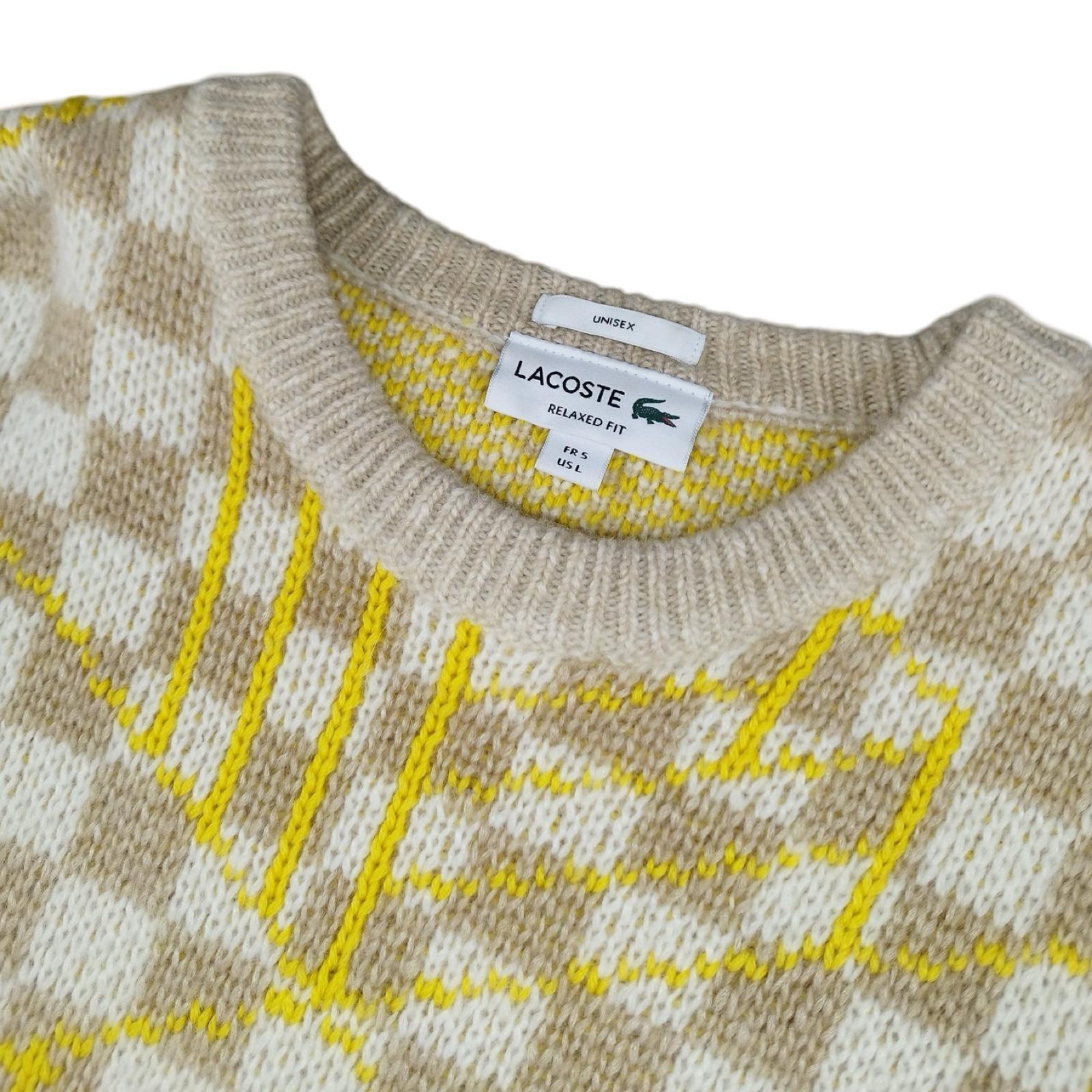 Lacoste - Pull en laine à carreaux jaune taille L - Le Saptuaire