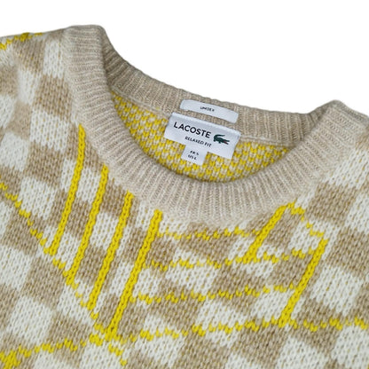 Lacoste - Pull en laine à carreaux jaune taille L - Le Saptuaire