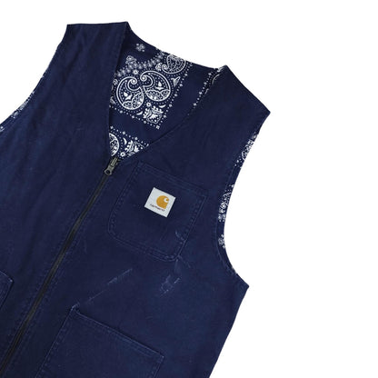 Carhartt - Navy Blue Reversible Sleeveless Jacket Size S