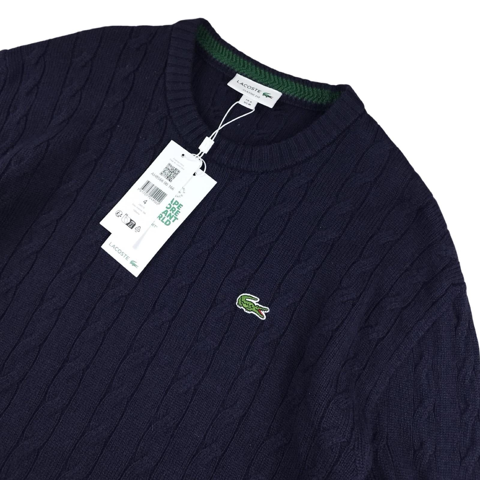 Lacoste - Pull en laine torsadé bleu marine taille M - Le Saptuaire