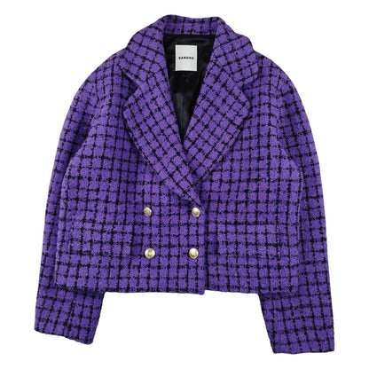 Sandro - Veste en tweed violet taille M - Le Saptuaire