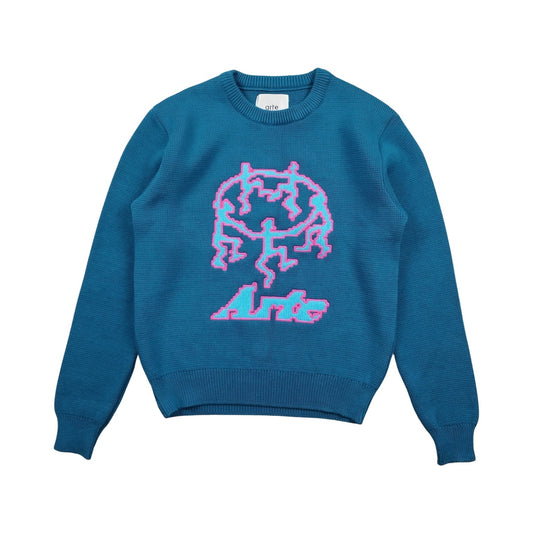 Pull brodé bleu à logo taille S