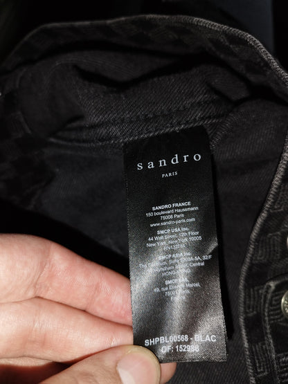 Sandro - Veste en jean à monogramme noire taille M